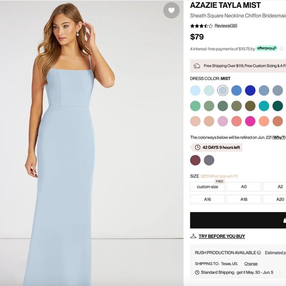 Azazie Tayla Blue Mist - Picture 7 of 7